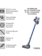 Tower Blue VL30 Plus 22.2V Cordless 3 in 1 Vacuum Cleaner - Image 2 of 8