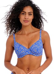 Freya Blue Bluebell Garden Disco Underwire Plunge Bikini Top - Image 1 of 4