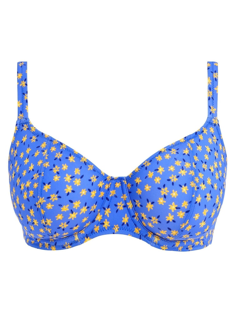Freya Blue Bluebell Garden Disco Underwire Plunge Bikini Top - Image 4 of 4