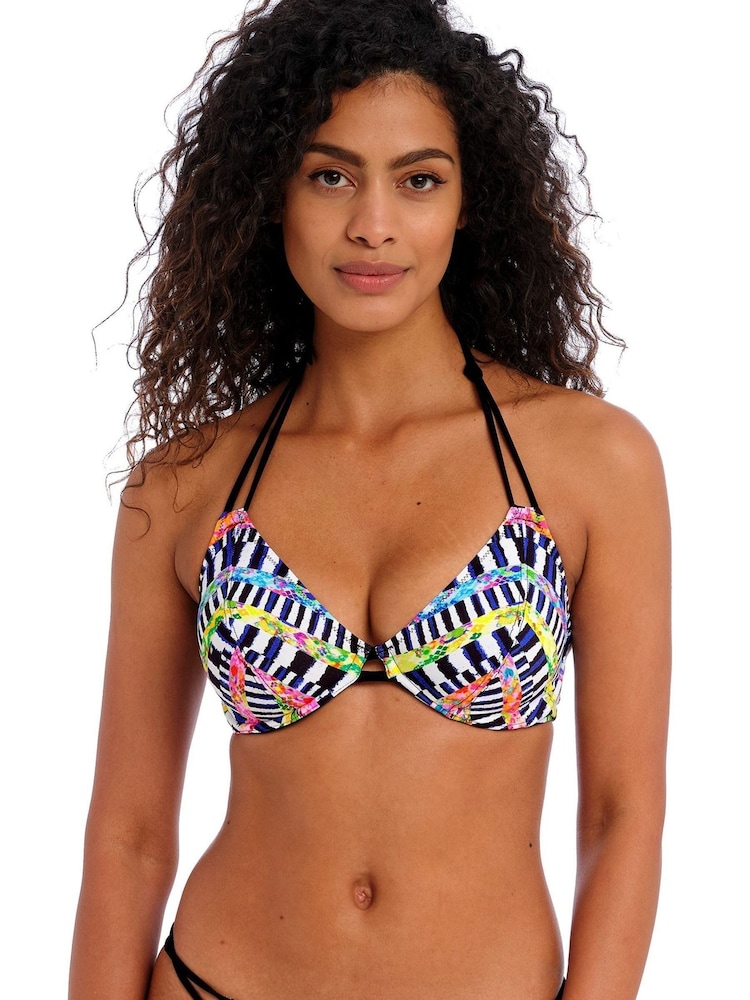 Freya Electro Rave Black Underwire Halter Bikini Top - Image 2 of 5 Freya Electro Rave Black Underwire Halter Bikini Top - Image 2 of 5