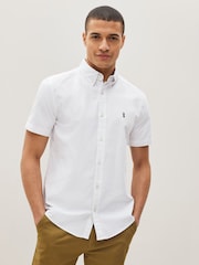 White Regular Fit Short Sleeve Oxford Shirt - Image 1 of 5
