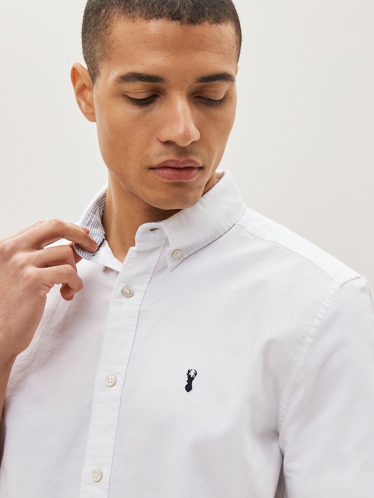White Regular Fit Short Sleeve Oxford Shirt - Image 3 of 5