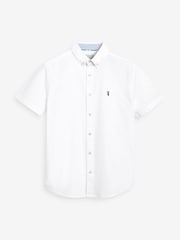 White Regular Fit Short Sleeve Oxford Shirt - Image 4 of 5