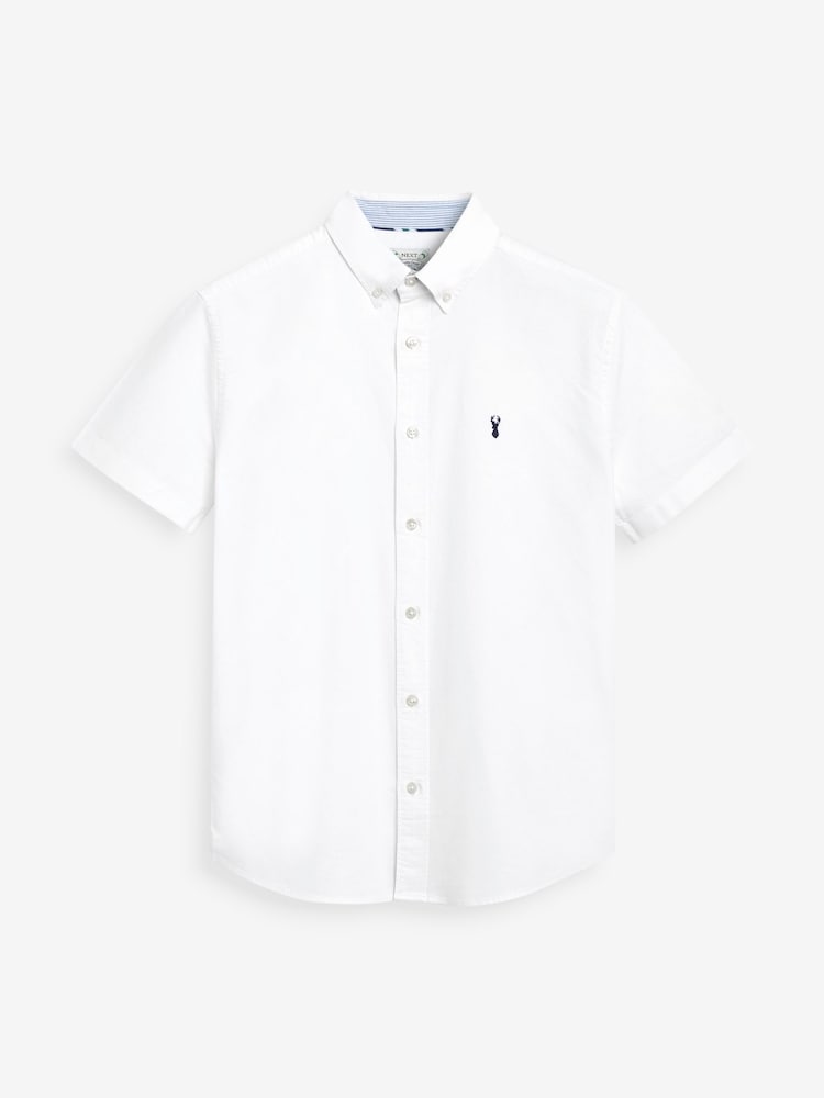 White Regular Fit Short Sleeve Oxford Shirt - Image 4 of 5