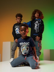 Angel & Rocket Dark black Sonic Print Hoodie - Image 4 of 7