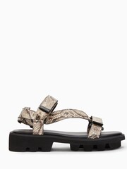 AllSaints Grey Atlanta Snake Sandals - Image 1 of 5
