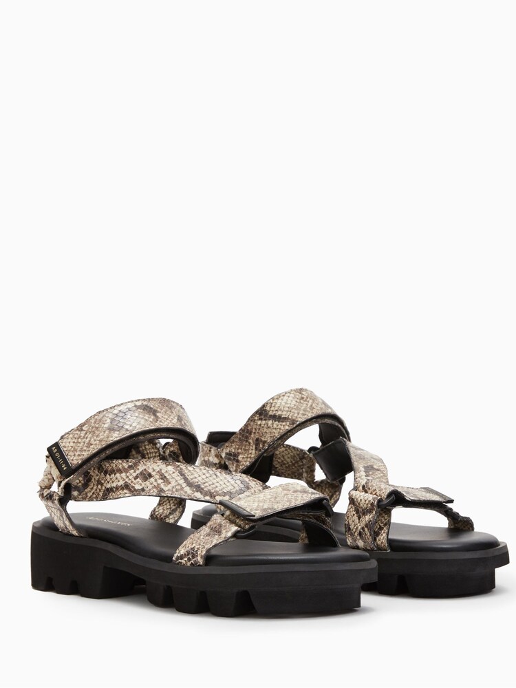 AllSaints Grey Atlanta Snake Sandals - Image 2 of 5