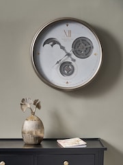 Pacific White/Silver Metal Cogs Wall Clock - Image 1 of 4