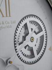 Pacific White/Silver Metal Cogs Wall Clock - Image 3 of 4