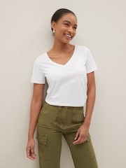 White Essentials Short Sleeve V-Neck T-Shirt - Image 1 of 6