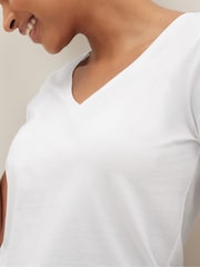White Essentials Short Sleeve V-Neck T-Shirt - Image 5 of 6