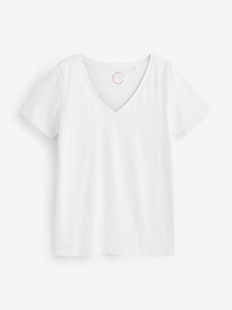 White Essentials Short Sleeve V-Neck T-Shirt - Image 6 of 6