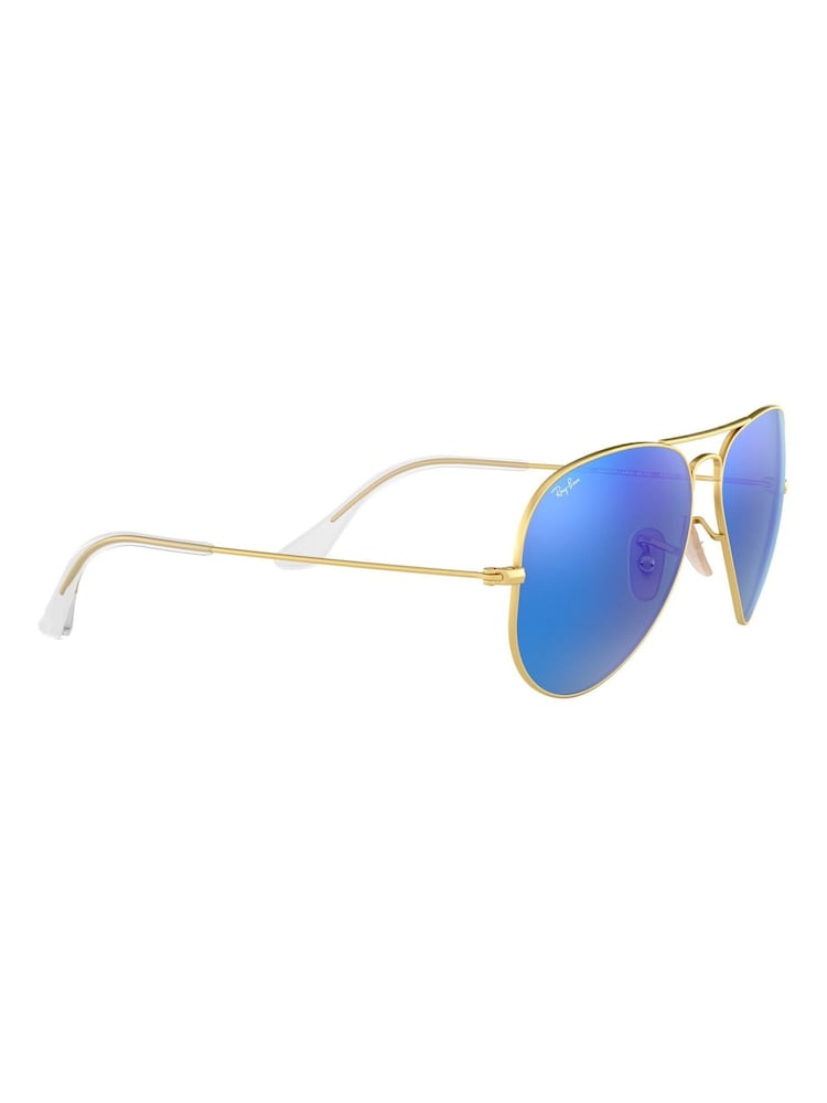 Ray-Ban Gold & Blue Mirror Lens Aviator Sunglasses - Image 13 of 13 Ray-Ban Gold & Blue Mirror Lens Aviator Sunglasses - Image 13 of 13