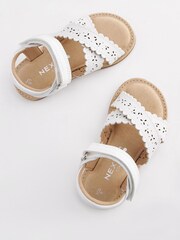White Wide Fit (G) Crossover Ankle Strap Sandals - Image 2 of 4