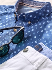 Blue/White Geo Printed Short Sleeve Shirt - Image 9 of 9