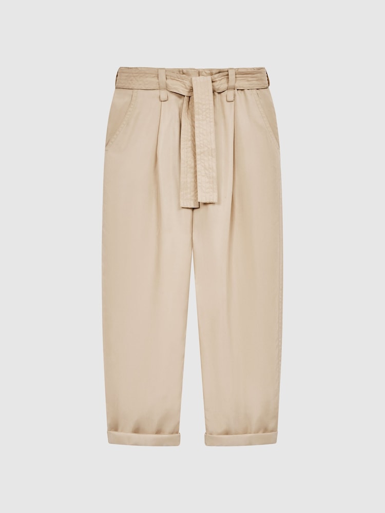 Reiss Camel Joanie 9-12 yrs Paper Bag Cargo Trousers - Image 2 of 7