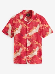 Red Short Sleeve Printed Shirt With Cuban Collar - Image 6 of 6