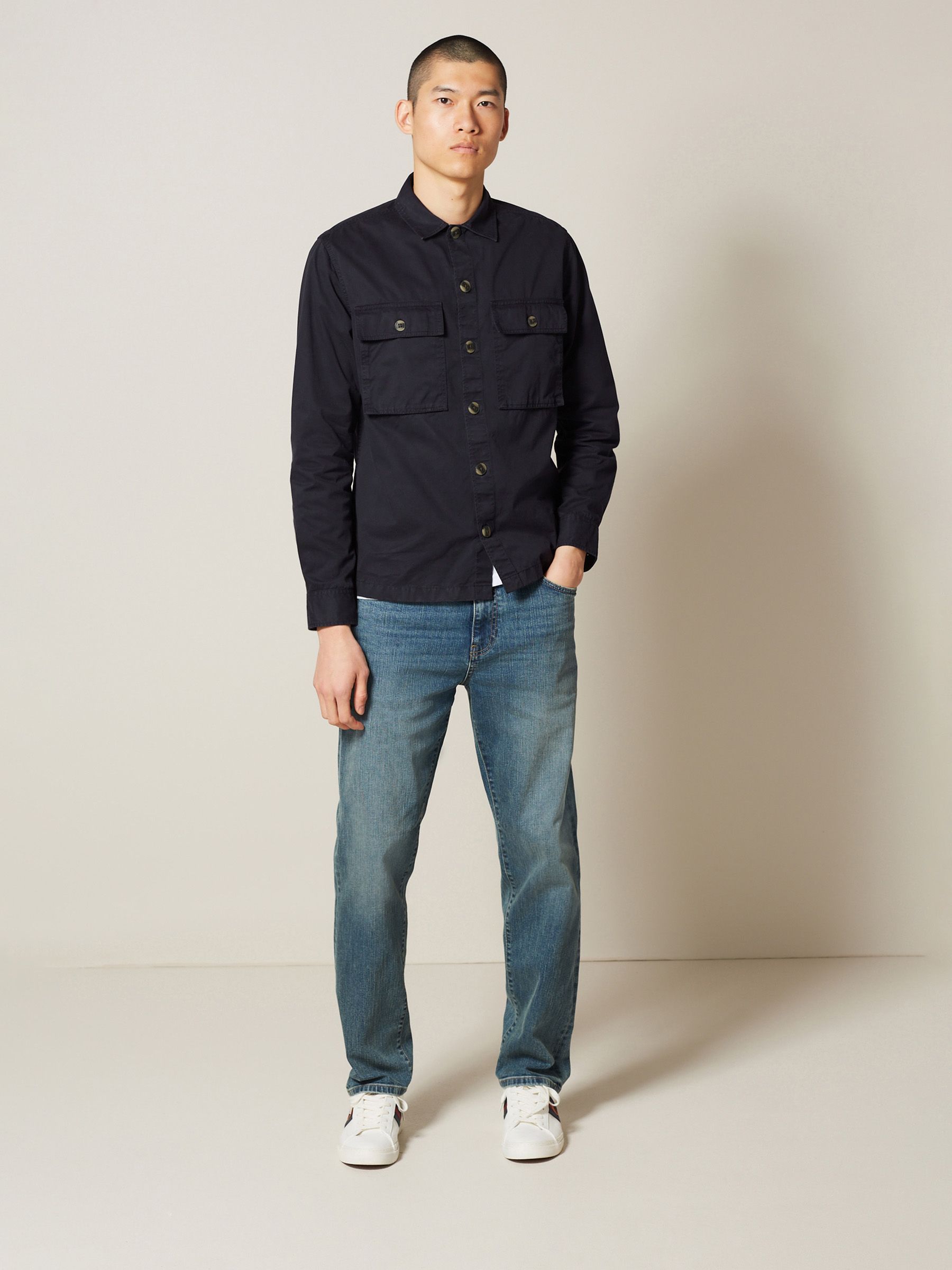 Buy Navy Blue 100% Cotton Twin Pocket Shacket from Next Singapore