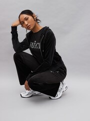 Juicy Couture Womens Velour Straight Leg Black Joggers With Crystal Embellishment - Image 3 of 4