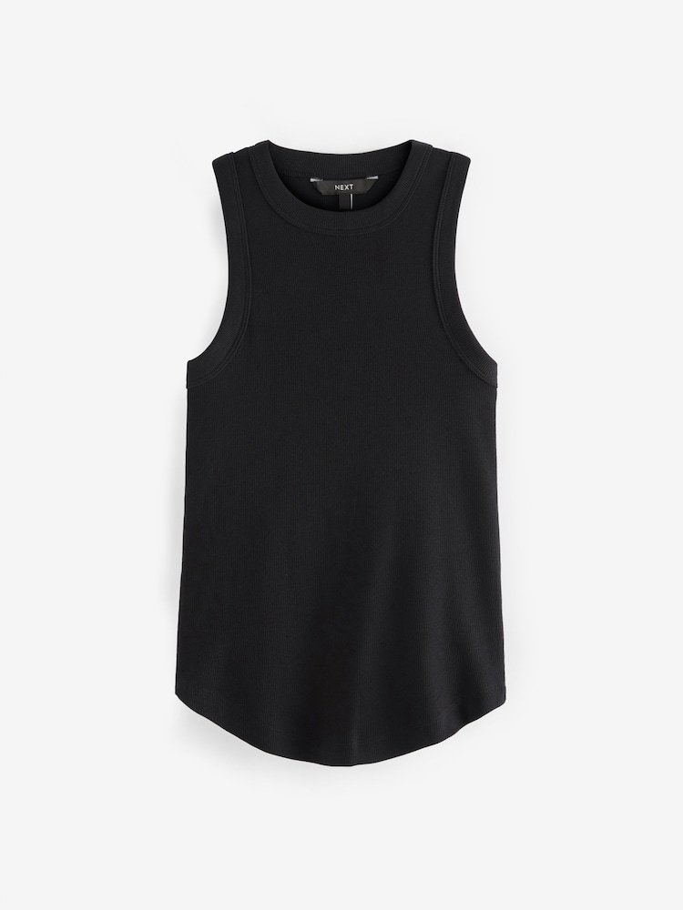 Schwarz - Ärmelloses, geripptes Racer-Tanktop - Bild 5 von 5 Schwarz - Ärmelloses, geripptes Racer-Tanktop - Bild 5 von 5