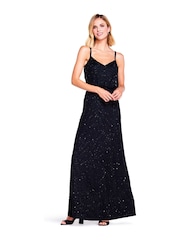 Adrianna Papell Black Blouson Beaded Dress - Image 1 of 5