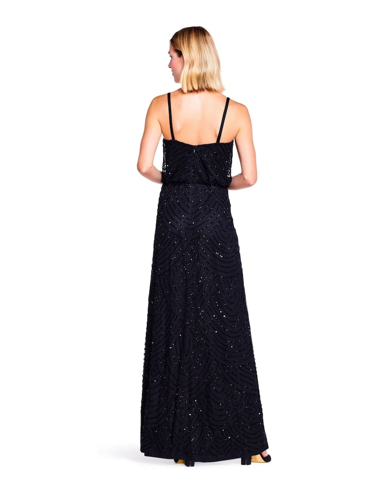 Adrianna Papell Black Blouson Beaded Dress - Image 2 of 5
