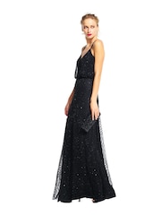 Adrianna Papell Black Blouson Beaded Dress - Image 3 of 5