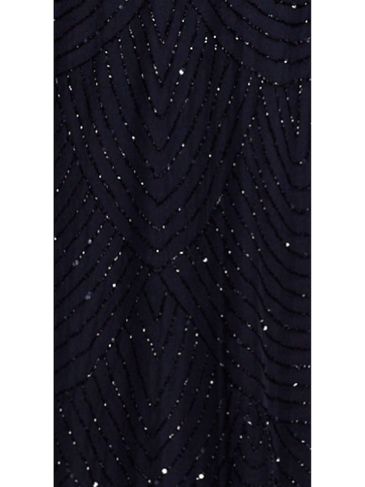 Adrianna Papell Black Blouson Beaded Dress - Image 5 of 5