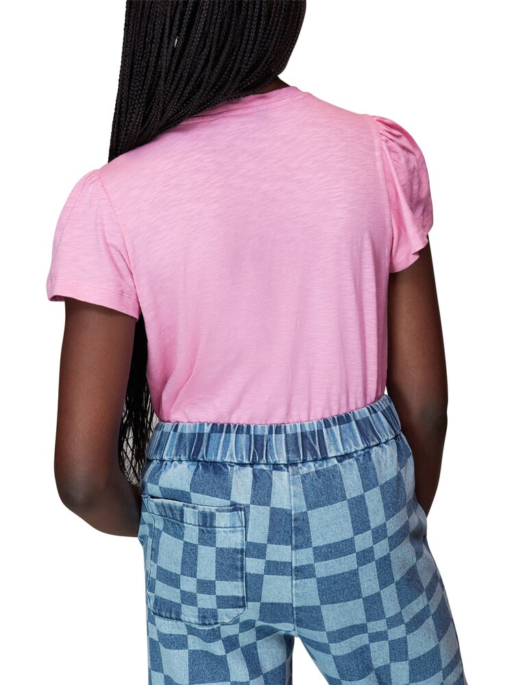 Whistles Pink 100% Cotton Frill Sleeve T-Shirt - Image 2 of 3