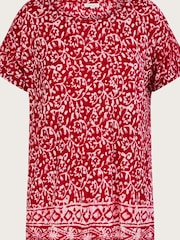 Monsoon Pink Scoop Neck T-Shirt In Linen Blend - Image 4 of 4