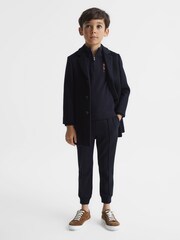 Reiss Navy Harold Junior Wool Embroidered Drummer Half Zip Jumper - Image 3 of 6