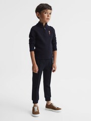 Reiss Navy Harold Junior Wool Embroidered Drummer Half Zip Jumper - Image 4 of 6