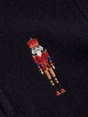 Reiss Navy Harold Junior Wool Embroidered Drummer Half Zip Jumper - Image 6 of 6