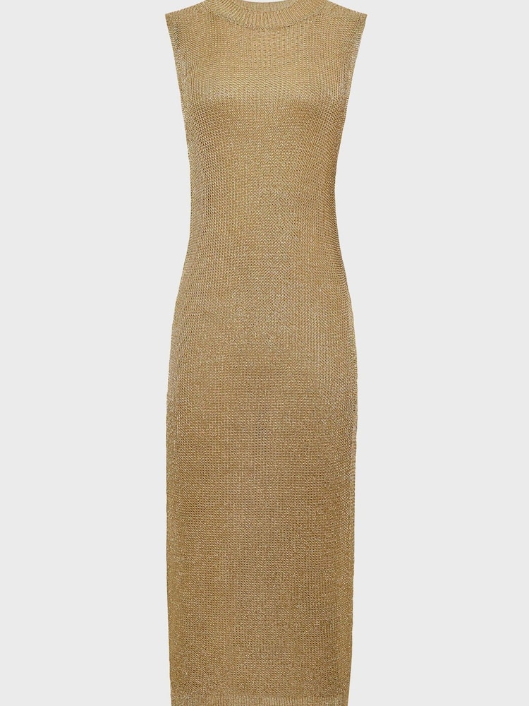 Reiss Bronze Genevieve Metallic Open Knit Tunic - Image 2 of 6