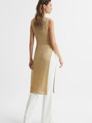Reiss Bronze Genevieve Metallic Open Knit Tunic - Image 5 of 6