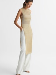 Reiss Bronze Genevieve Metallic Open Knit Tunic - Image 6 of 6