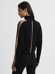 Reiss Black/Camel Nova Colourblock Knitted Roll Neck Jumper - Image 5 of 7