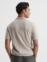Reiss Oatmeal Malbec Open Collar Silk Merino Polo Shirt - Image 5 of 6