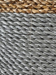 Pacific Set of 2 Grey Banana Leaf Two Tone Storage Baskets - Image 3 of 3