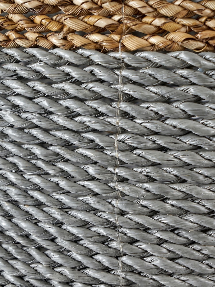 Pacific Set of 2 Grey Banana Leaf Two Tone Storage Baskets - Image 3 of 3