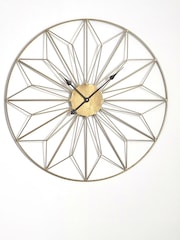 Pacific Antique Gold Metal Geo Design Round Wall Clock - Image 2 of 3