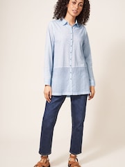 White Stuff Lottie White Longline Mix Shirt - Image 1 of 6
