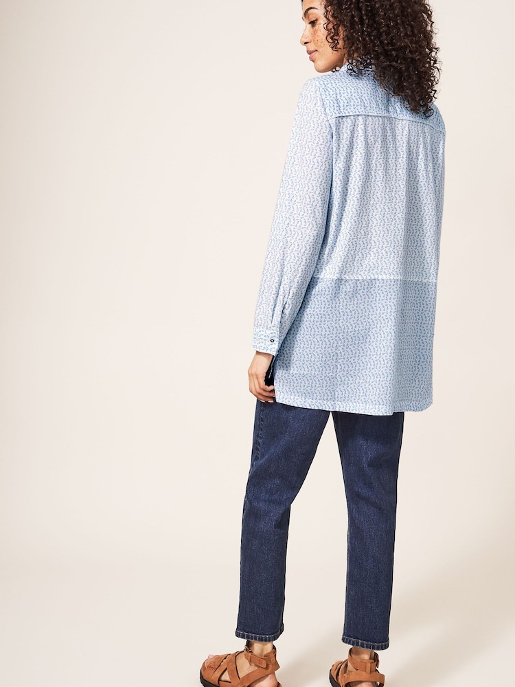 White Stuff Lottie White Longline Mix Shirt - Image 2 of 6