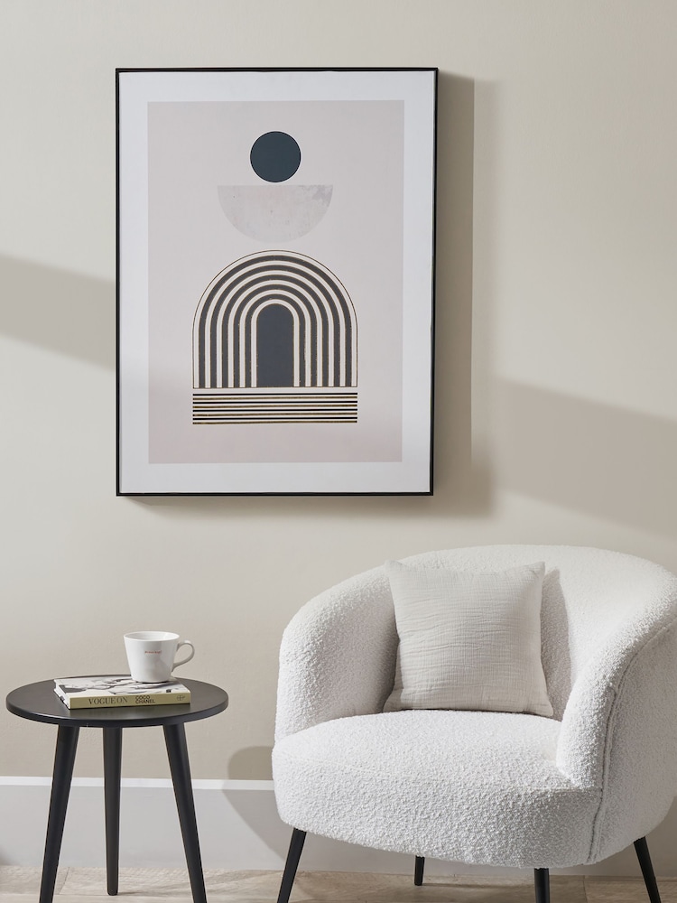 Pacific Black Art Deco Print With Linear Gold Detail - Image 1 of 6