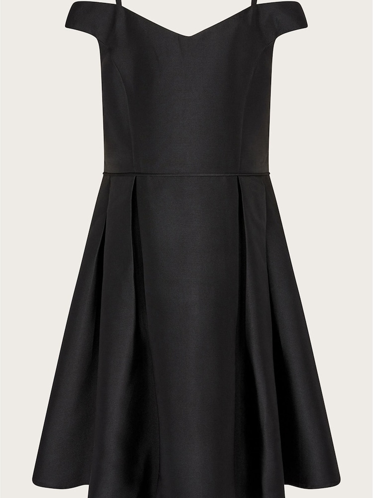 Monsoon Black Duchess Twill Bardot Prom Dress - Image 1 of 2
