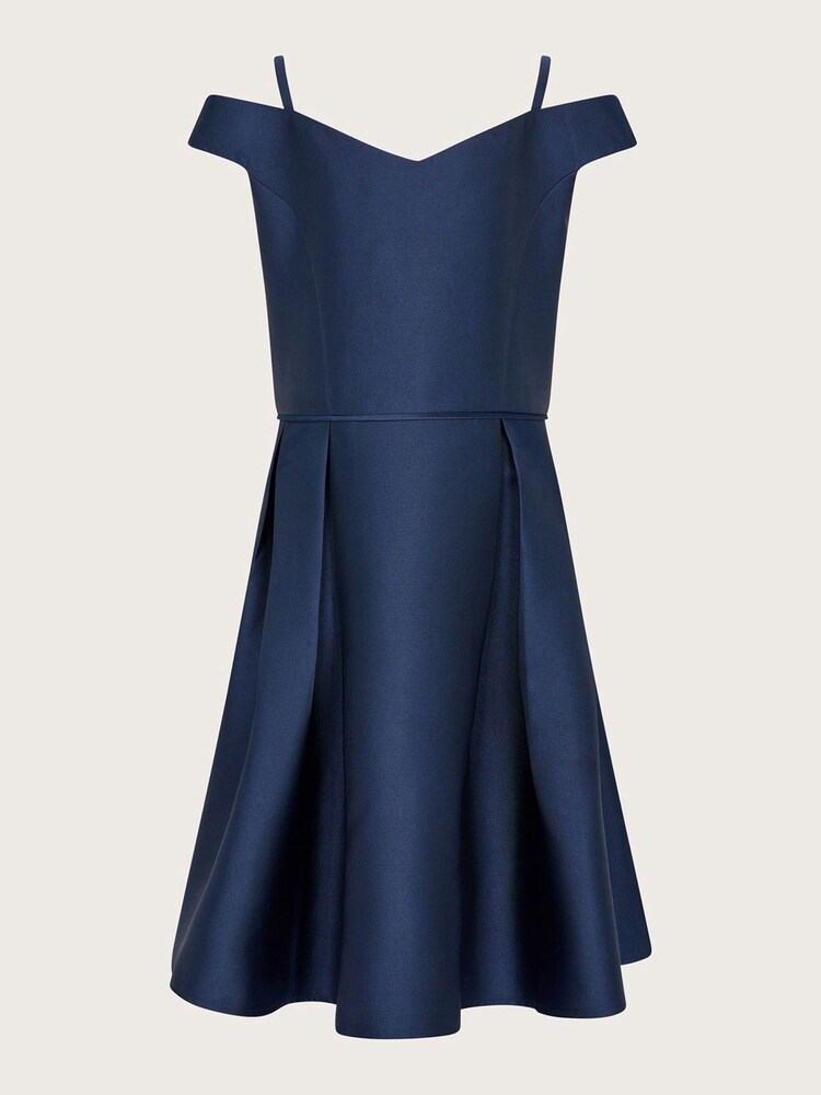Monsoon Blue Duchess Twill Bardot Prom Dress - Image 1 of 2