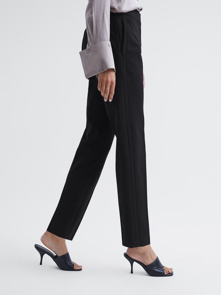 Reiss Black Vera Ponte Tapered Trousers - Image 1 of 6
