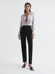 Reiss Black Vera Ponte Tapered Trousers - Image 3 of 6