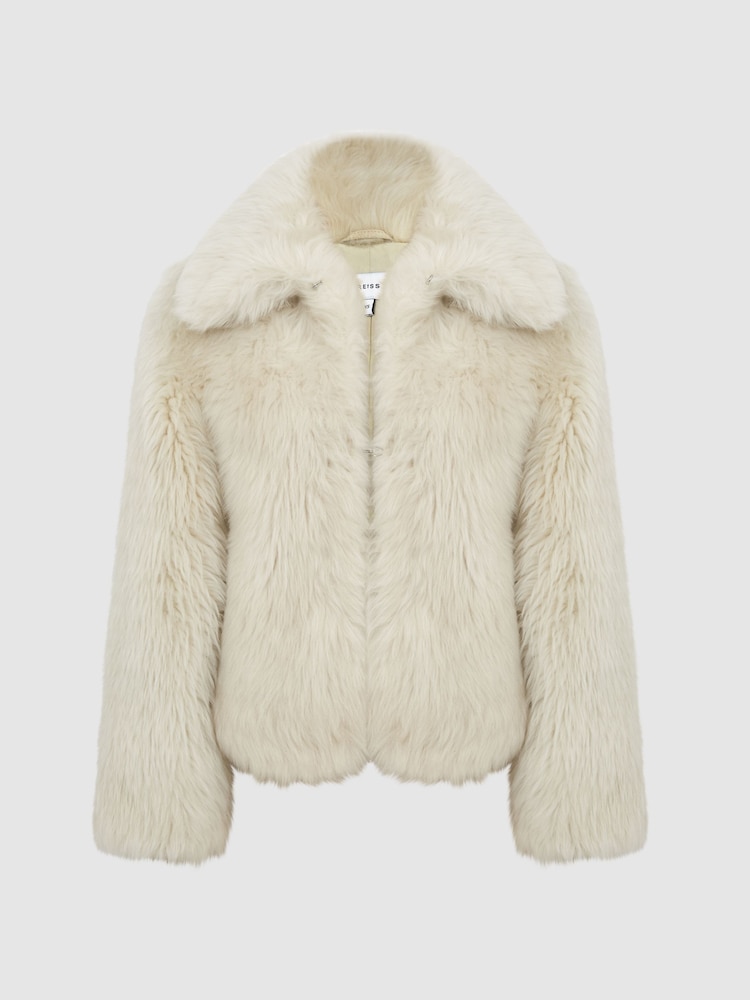 Reiss Cream Caitlin Short Shearling Jacket - Image 2 of 6 Reiss Cream Caitlin Short Shearling Jacket - Image 2 of 6