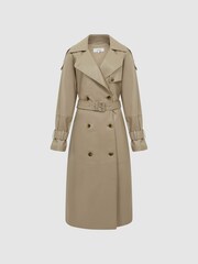 Reiss Taupe Maya Leather Trench Coat - Image 2 of 7